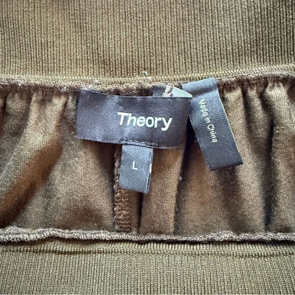 Theory Ribbed Cuff Jogger in Silk Jersey Thyme Green Large - Picture 6 of 7